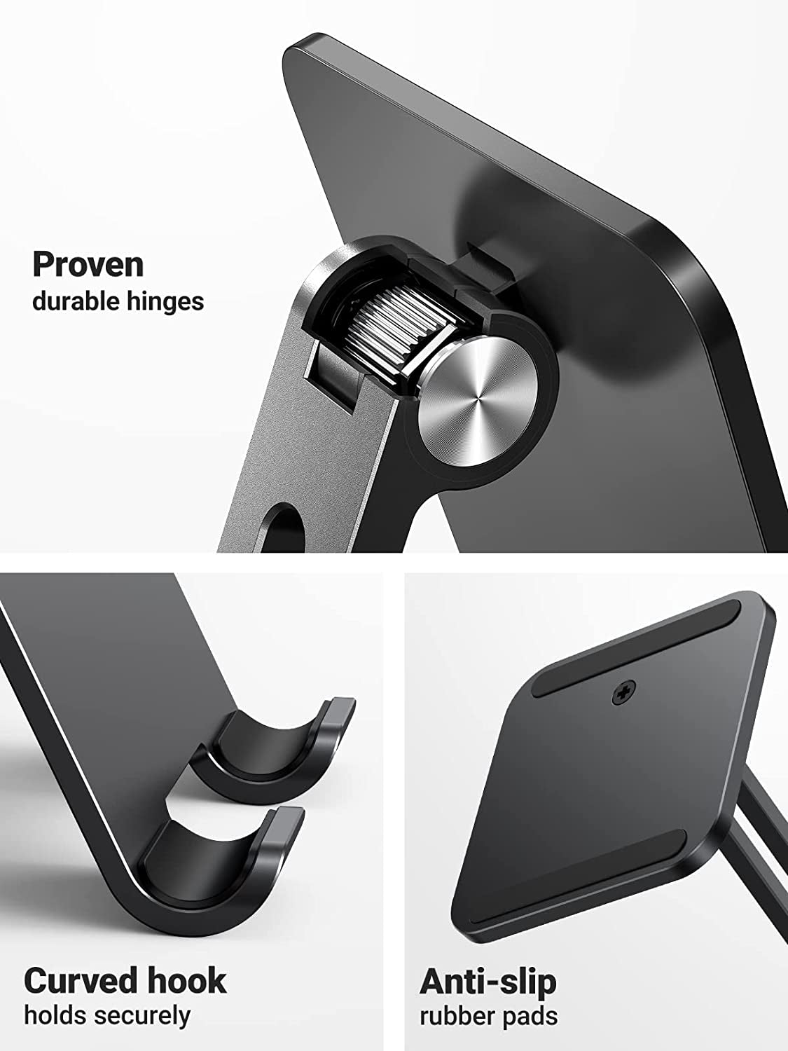 Supporto Tablet Da Tavolo, Porta Tablet Regolabile, Supporto Cellulare in Alluminio Compatibile Con Galaxy Tab, Ipad Mini/Air 6 5, Iphone 16 Plus, Galaxy S24 Ultra E Altri Da 4-12.9", Nero