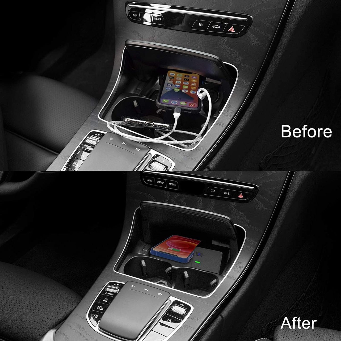 Caricabatterie Wireless per Cellulare Da Auto, Adatto per Mercedes-Benz W177 W247 W205 W212 W213 T-Model S205 S212 S213 Coupe C205 C207 C238 Cabrio A207 A238 (W205 S205 C205 5(BJ 20) 15-21) Modello A