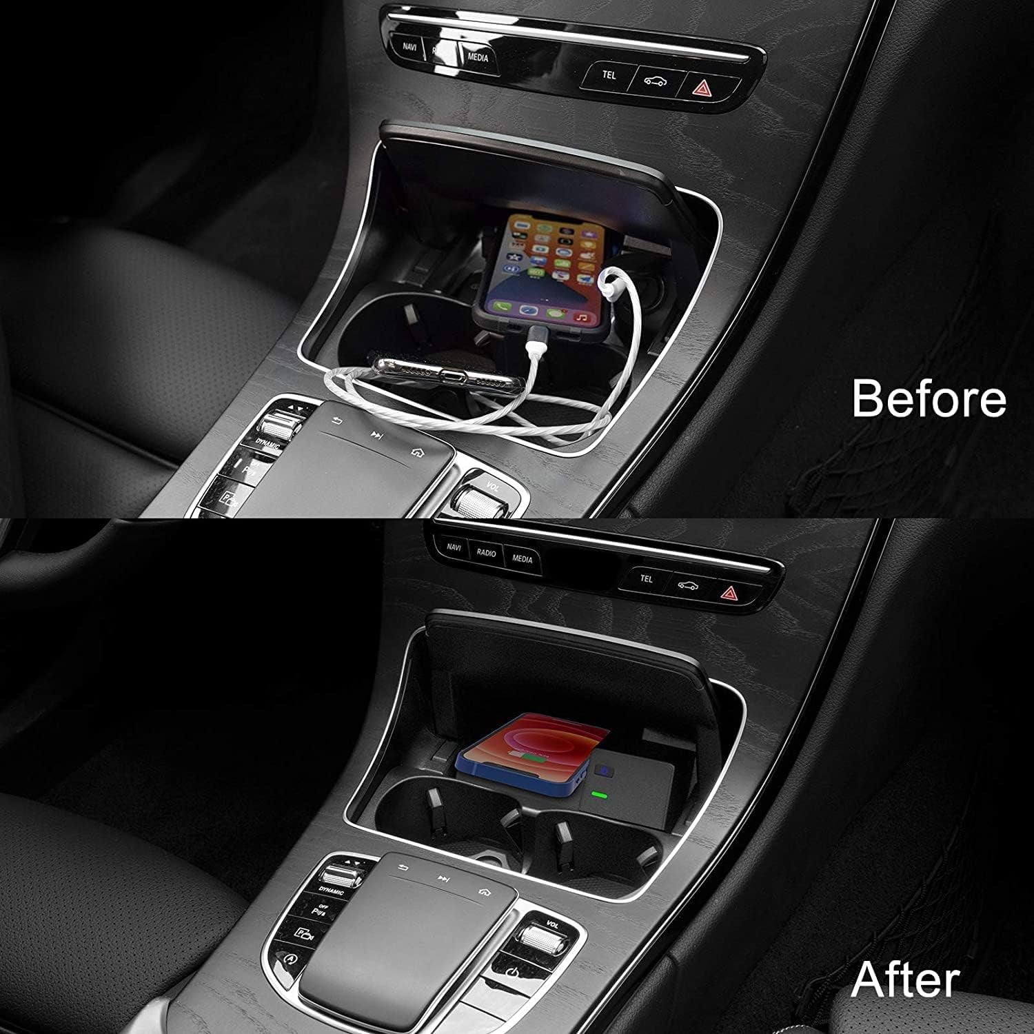 Caricabatterie Wireless per Cellulare Da Auto, Adatto per Mercedes-Benz W177 W247 W205 W212 W213 T-Model S205 S212 S213 Coupe C205 C207 C238 Cabrio A207 A238 (W205 S205 C205 5(BJ 20) 15-21) Modello A