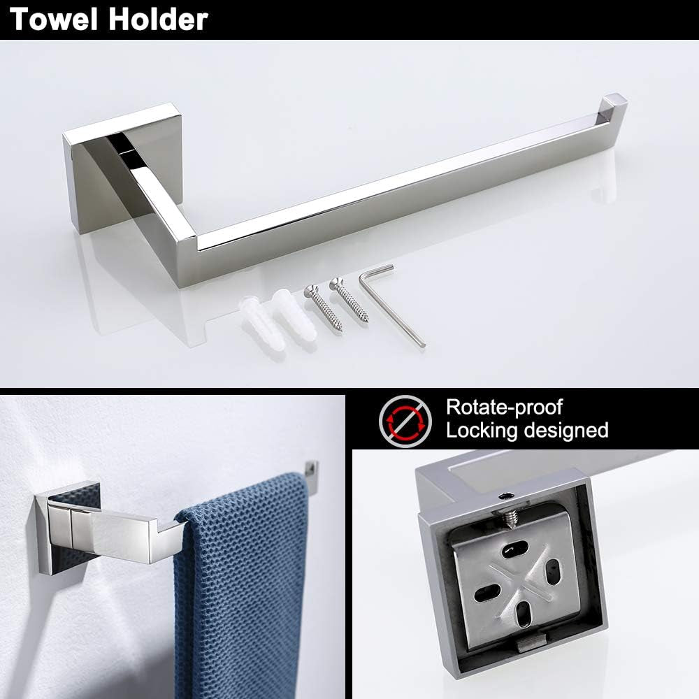 4-Pezzo Attrezzatura Bagno Set Invitornono Carta Toilette Orssista Asciugamano Bar/Holder Robe Gancio Aparete Montaggio, Finitura Polacca, Q7X4-P