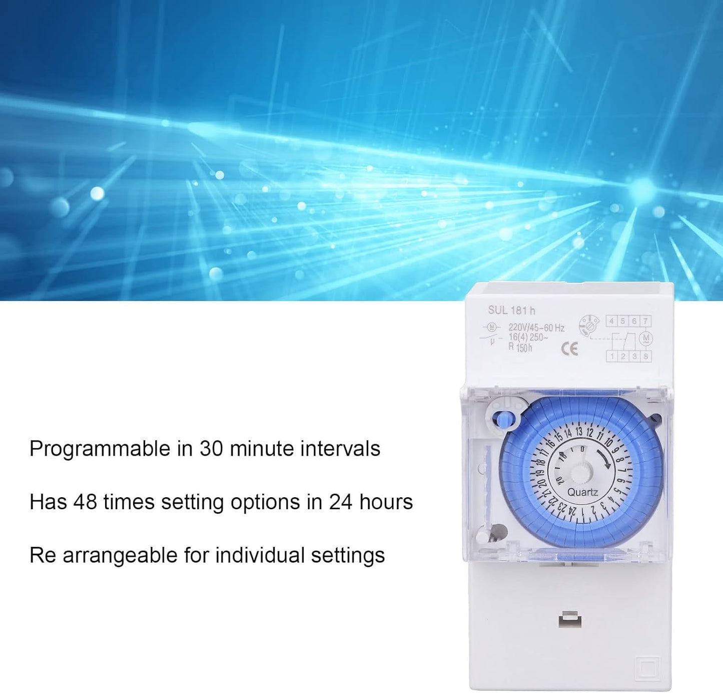 Timer Meccanico Impermeabile Programmabile Interruttore Orario 24 Ore per Esterno, AC230V