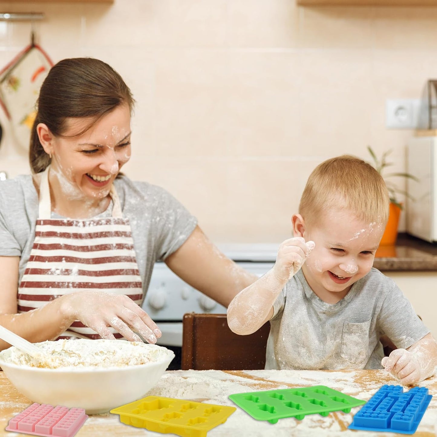 Stampo in Silicone, 4 Pezzi, per Robot Da Costruzione, in Silicone, per Cubetti Di Ghiaccio, per Torte, Gelatine, Cioccolatini