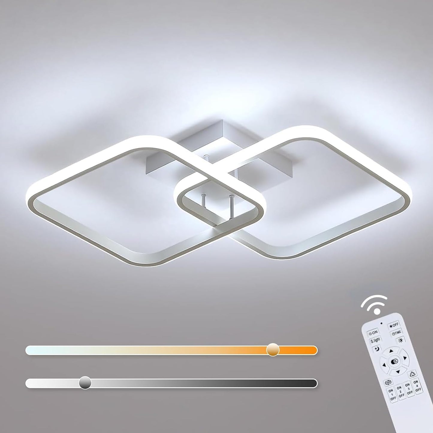 Plafoniera LED Soffitto Dimmerabile, 50W 5625LM Lampadario LED Soffitto Con Telecomando 3000K-6500K, Quadrata Plafoniere Camera Da Letto Moderna per Cucina Soggiorno Corridoio, 59CM