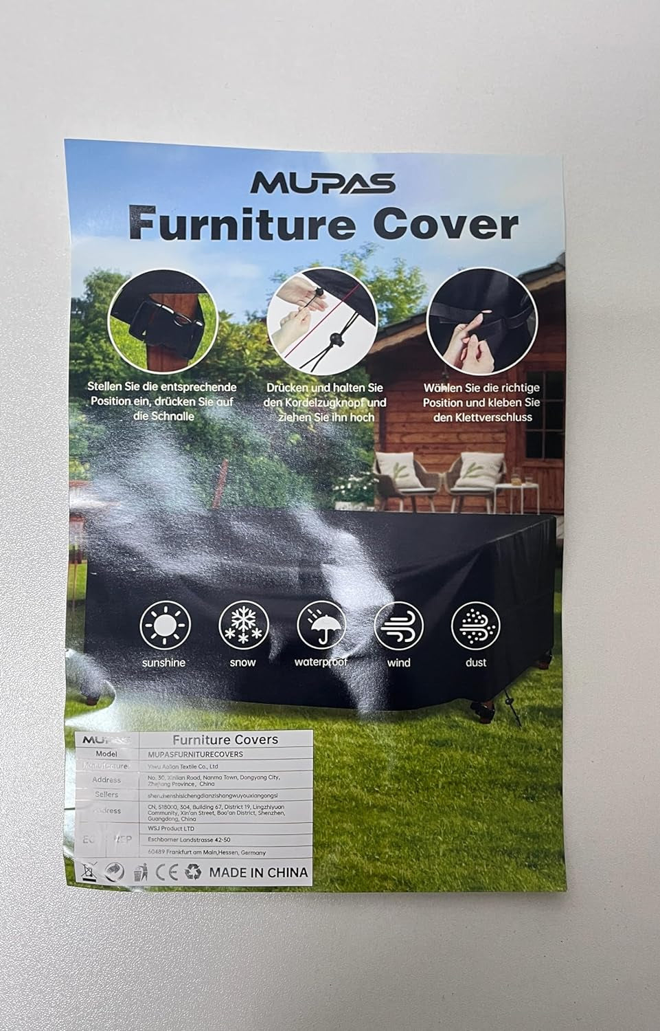 Copertura Tavolo Esterno Impermeabile, Antivento, in Tessuto Oxford 420D, Copritavolo Esterno Impermeabile Con Cordoncino, per Tavolo Da Giardino, Quadrato, Con Custodia, 150 X150 X74Cm