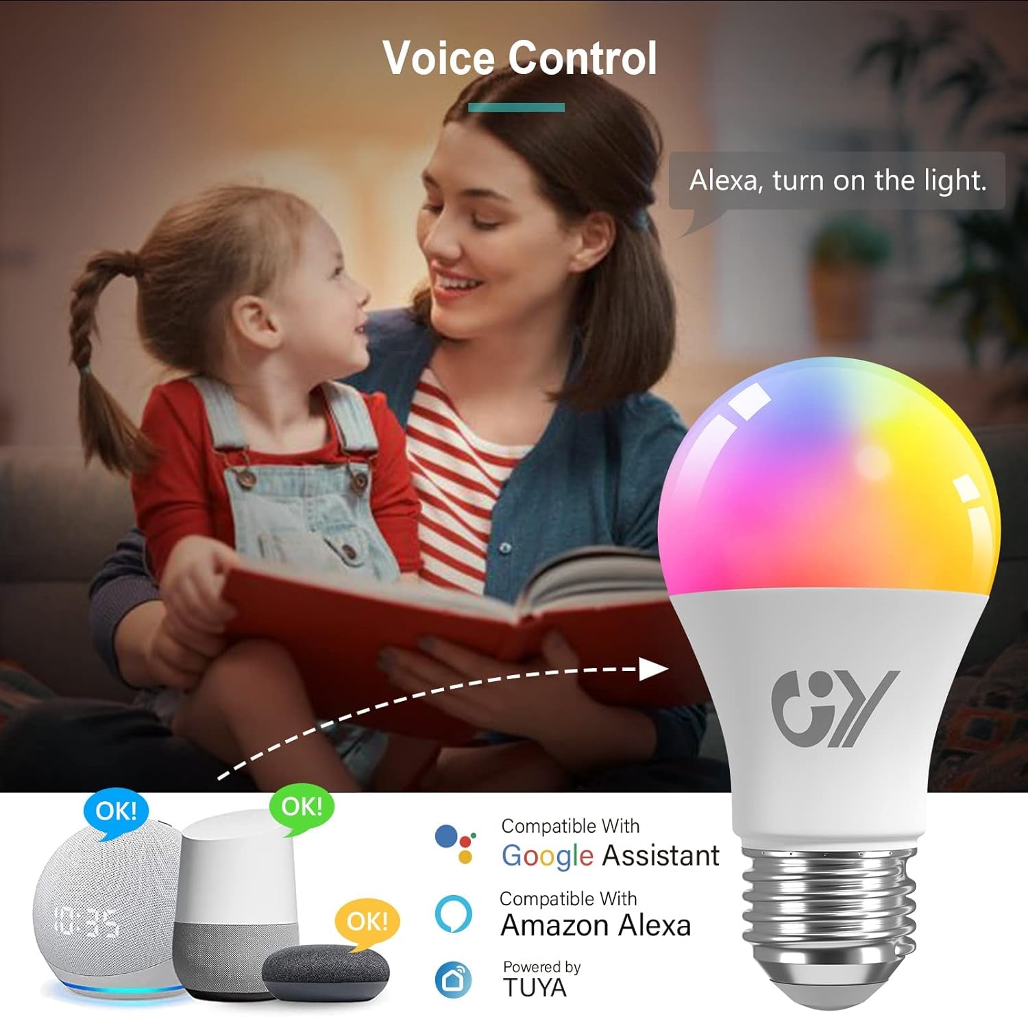 Lampadina A60 Wifi Smart, E27 9W, Lampadina LED Smart Home, 800 Lumen, 2700K-6500K RGB, App Di Controllo Compatibile Con Alexa Echo/Google Home, Regolazione Automatica Della Musica, 6 Pezzi