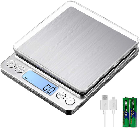 Bilancia Digitale Da Cucina Con USB, 3 Kg/0,1 G, Ad Alta Precisione, per Ingredienti Di Cottura, Gioielli, Francobolli E Caffè in Acciaio Inox
