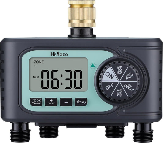 Centralina Irrigazione 4 Vie, 4 Programmi Di Irrigazione, Timer Irrigazione Automatica, Ritardo per Pioggia, Modalità Manuale, Programmatore Irrigazione per Prato E Giardino