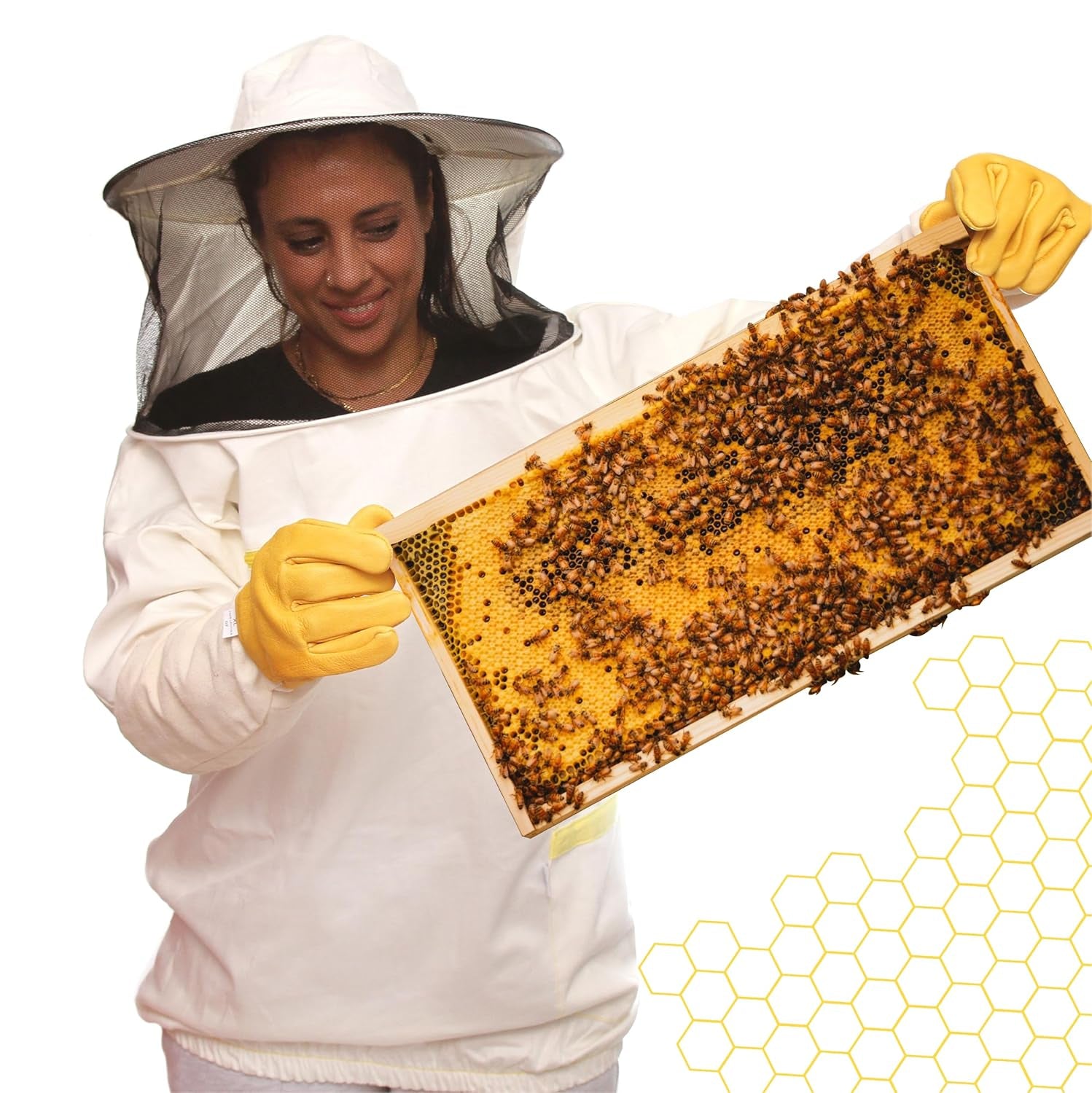 Abbigliamento Da Apicoltore Di Qualità. Costume Da Apicoltore Con Polsino Elastico E Cappello Tondo. Tuta Da Apicoltore Professionale Che Respinge Le Api E Gli Insetti. Bianca M