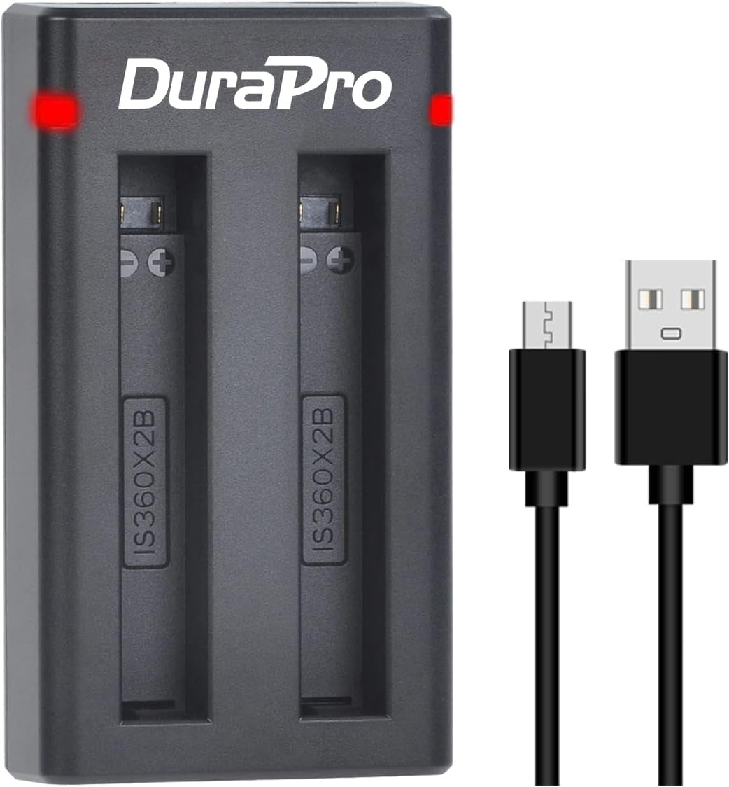 Batteria 2X 1800Mah + caricatore doppio USB con porta di tipo C per fotocamera Insta360 X2