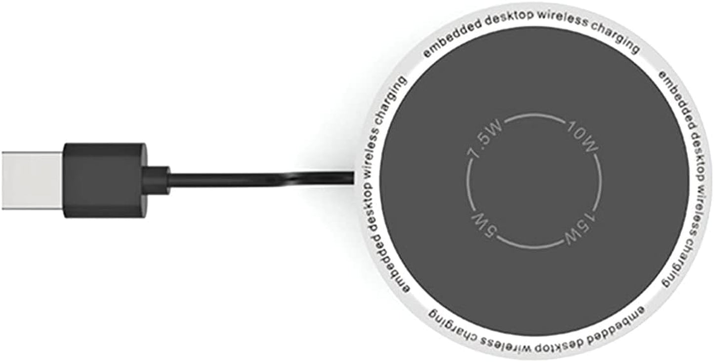 Caricatore Wireless Da Tavolo Incorporato, QI Standard Wireless Fast Charging Station 5W 7.5W 10W 15W Invisibile Wireless Charger Compatibile Con I-Phone 12, 11, XS Ecc