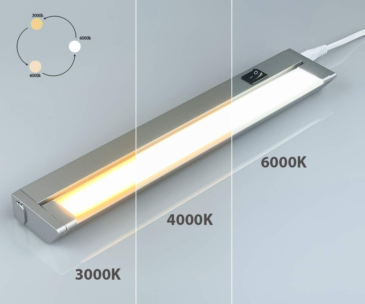 Faretto Luce Elettrica LED Sottopensile Da 7W 350LM 3 Temperatura Di Colore Regolabili Con Interruttore Montaggio a Parete Lampada Girevole per Illuminazione Interna