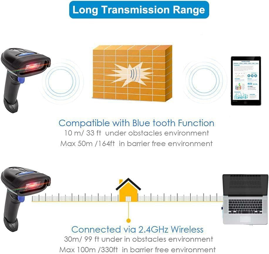 NT-1228BC CCD Scanner Di Codici a Barre Palmare USB Wireless Bluetooth Cablato Imager Di Codici a Barre 1D per Pagamento Mobile Supporto per La Scansione Dello Schermo Del Computer IOS E Android