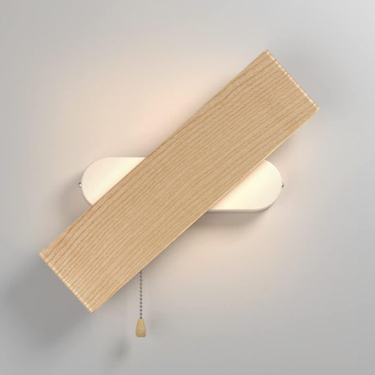 Applique Da Parete LED, Lampada Da Parete Interno Con Interruttore in Legno 360° Girevole LED Applique per Soggiorno Camera Da Letto Corridoio Bianca Calda Lampada a Muro (32Cm)
