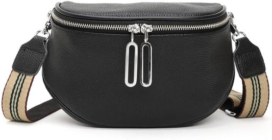 Marsupio Donna Elegante Pelle Borsa Tracolla Donna Piccola Borsetta Grigio Scuro Con Slot per Carte Di Credito