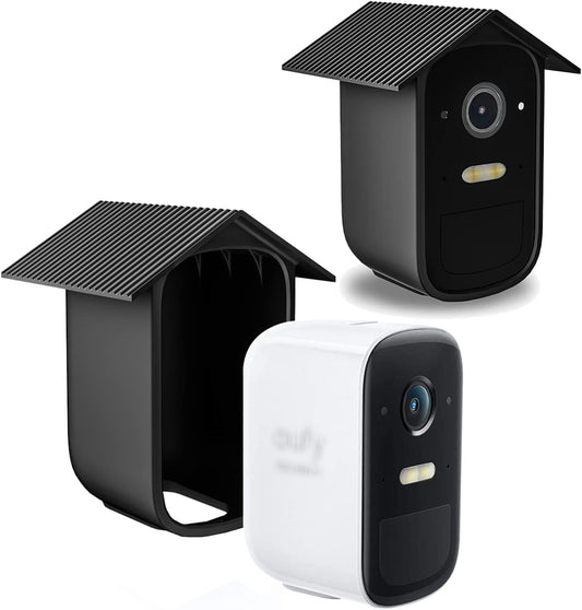 Custodia in Silicone Resistente Alle Intemperie per Eufycam 2C / 2C Pro, 2 Pezzi per Telecamera Di Sorveglianza Domestica, in Silicone Impermeabile, Colore: Nero