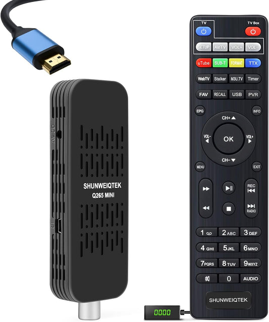 Q265 Mini Decoder Digitale Terrestre 2024 Con USB PVR Registrazione E Lettore Multimediale, Decoder DVB-T2 Con Telecomando 2In1 E H265 HEVC Main10, Supporto USB Wifi/Usb Tethering