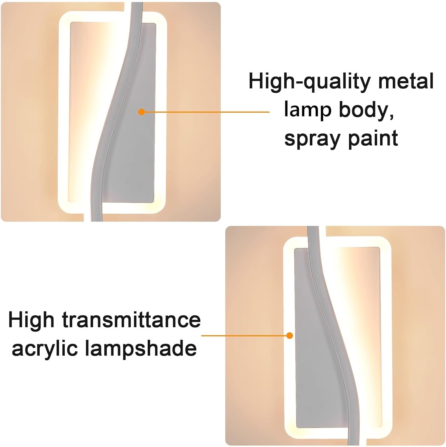 Applique Da Parete Interno, Lampada Da Parete LED Moderna 12W, Luce Bianco Caldo 3000K Lampada a Muro Interni per Camera Da Letto, Soggiorno, Corridoio, Scale