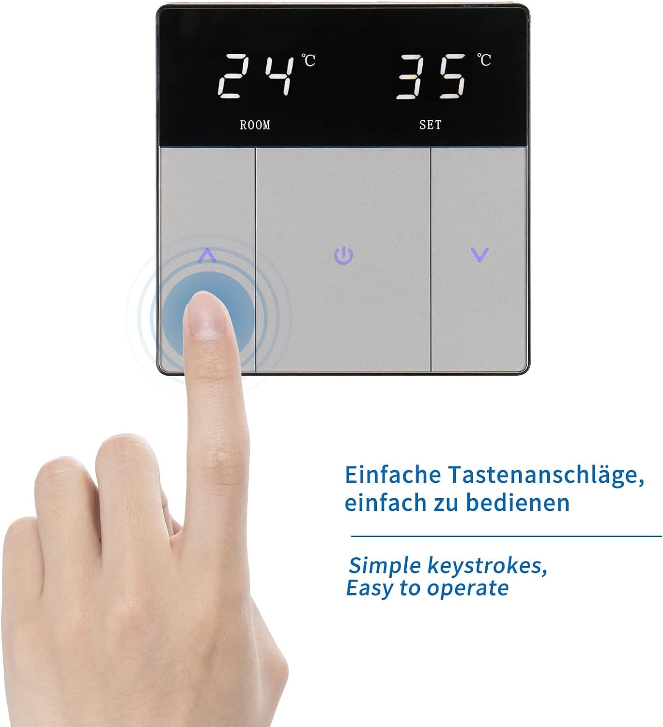 Termostato Riscaldamento Wg808,Con Tasti a Sfioramento,Ac230V 10A Adatto per Il Riscaldamento Radiante NERO