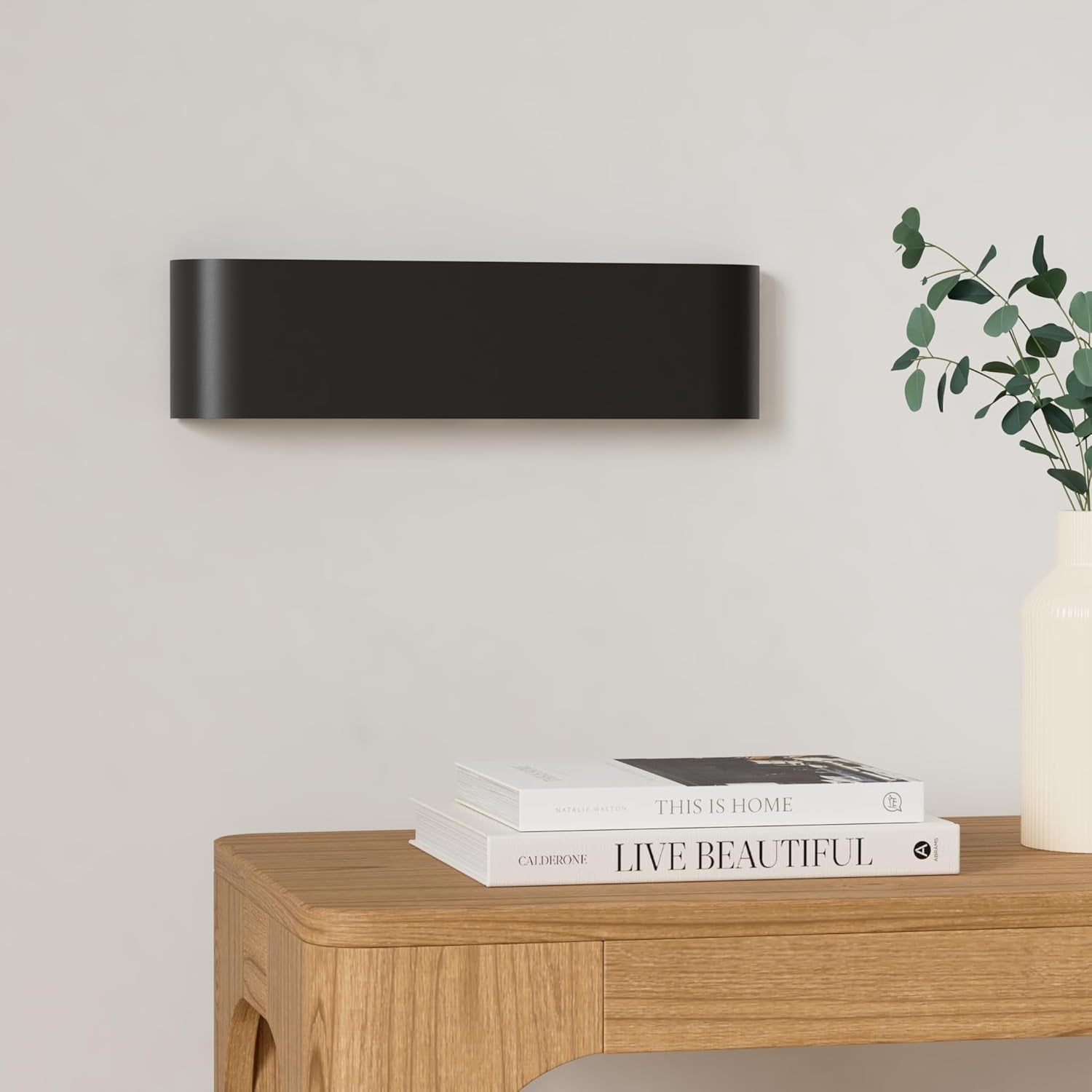 16W Lampada Da Parete Interno LED, Applique Da Parete Nero, Illuminazione Moderna per Camera Soggiorno, Allumialdonio Puro Con Luce IP44, Bianco Caldo, 30Cm