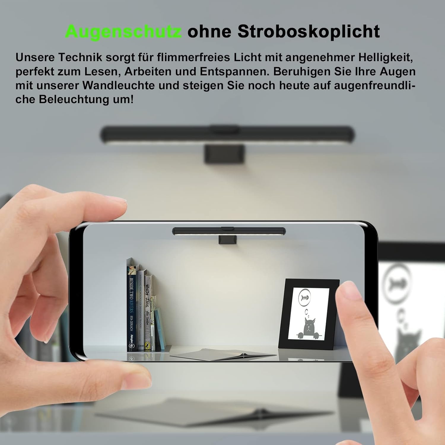 Lampada per Quadri Wireless Ricaricabile, 2 in 1 Luce per Pittura Con Telecomando, 300LM Batteria Luci Da Esposizione Dimmer, 3 Modalità Luce Da Parete Magnetica per Opere Darte (Black-40Cm)