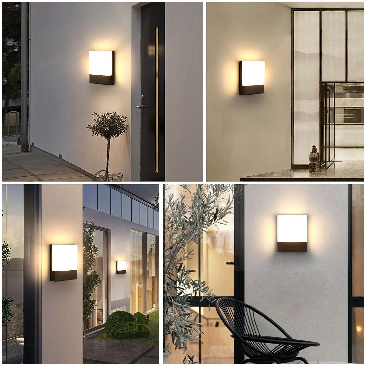 Applique Da Parete Esterno 18W Lampada Da Parete Led Esterna Impermeabile IP65 Luce a Muro in Alluminio Esterni Luci Da Parete per Balcone Giardino Veranda Garage Patio 3000K - Bianco Caldo