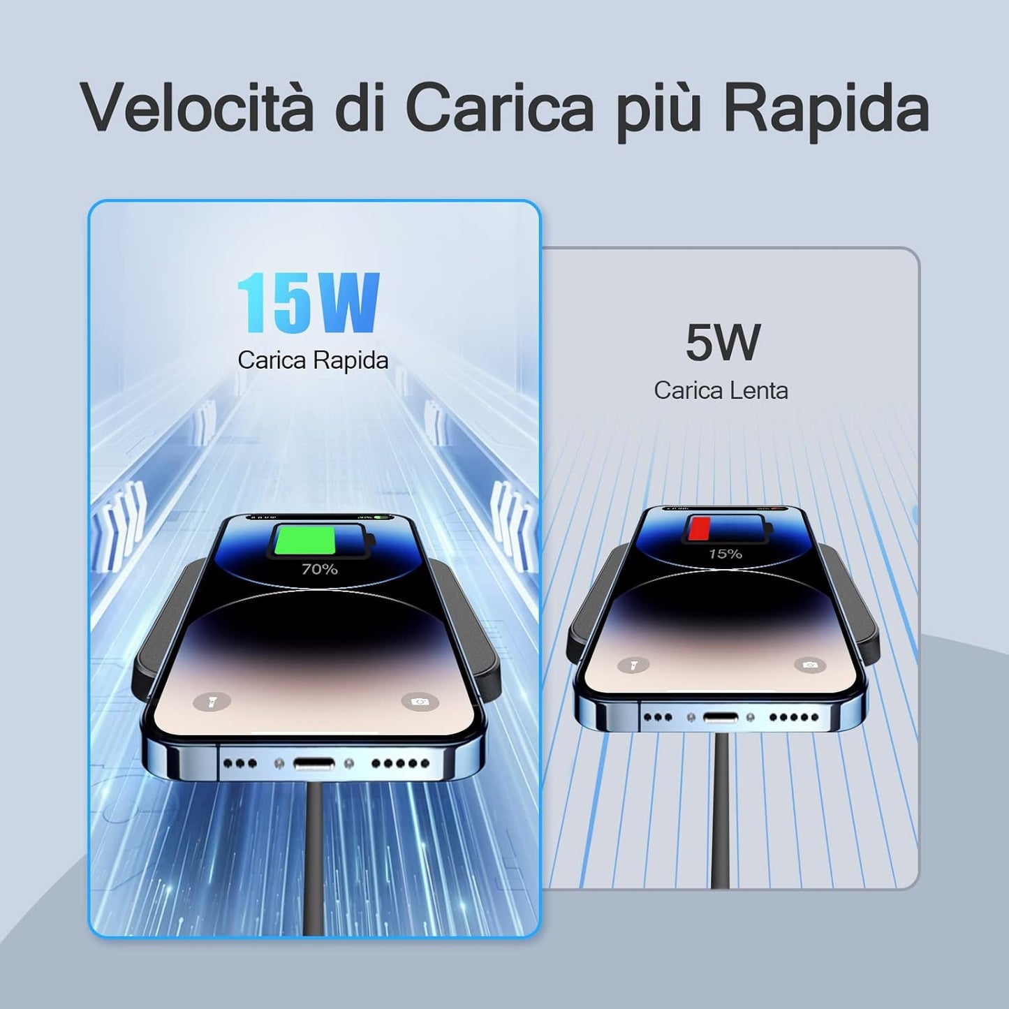 15W Caricatore Wireless Veloce Qi Rapida, Caricabatterie Wireless per Iphone 15/14/13/12/11/X/XS/8P, Airpods, Galaxy S24/23/S22, Pixel, Huawei, Xiaomi (Pelle Nera)