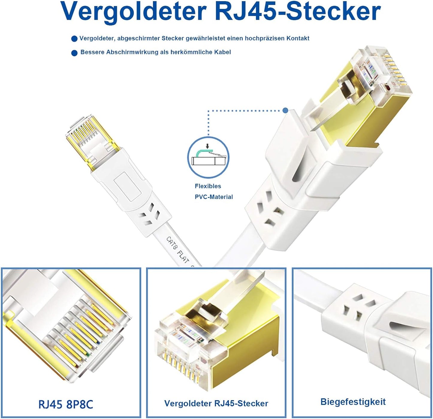 Cavo Di Rete Cat8 LAN, 12 M, Ad Alta Velocità, 40 Gbps, Con Connettore RJ45 Placcato Oro, per Router/Gioco/Modem