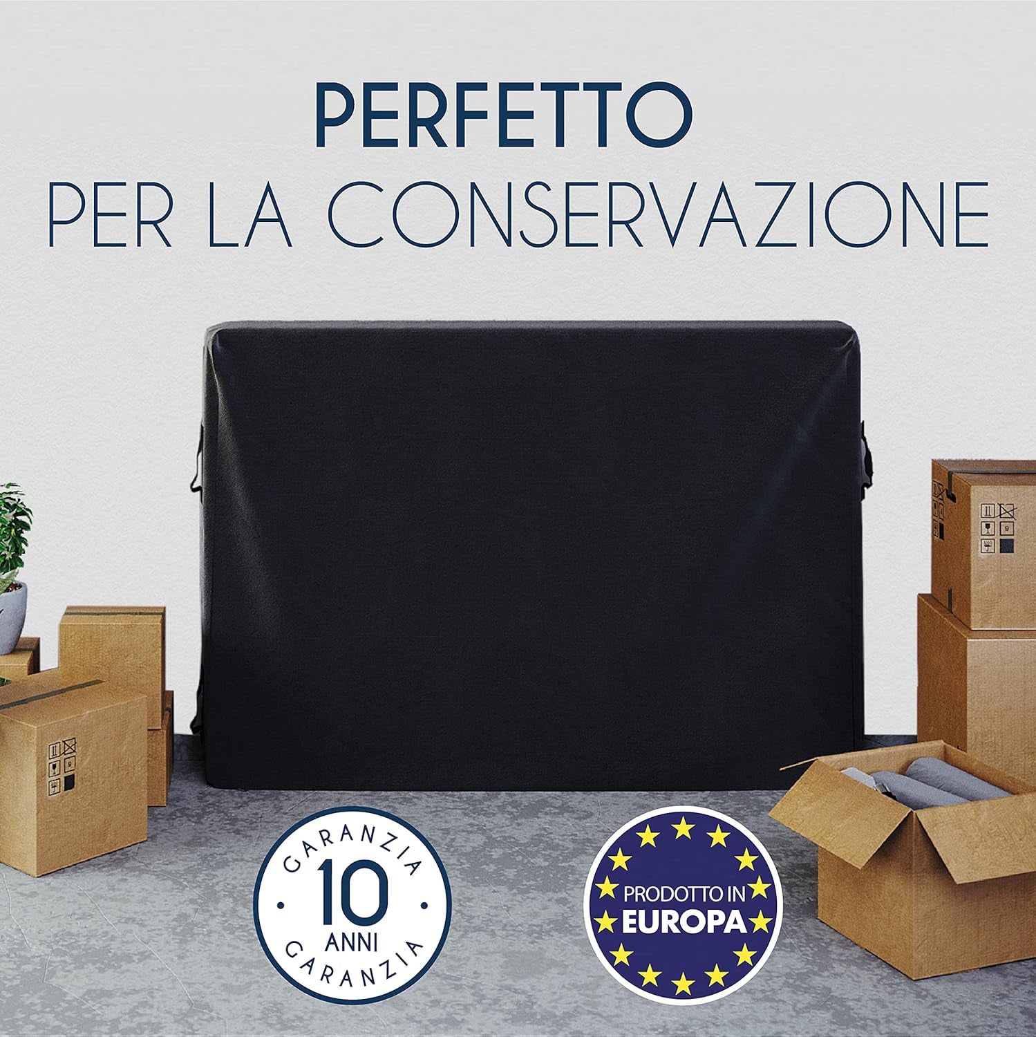 Custodia Materasso 140X190/200 Trasloco E Stoccaggio  (Made in EU E OEKO-TEX - Spessore 30Cm) - Coprimaterasso Con Cerniera E 4 Maniglie