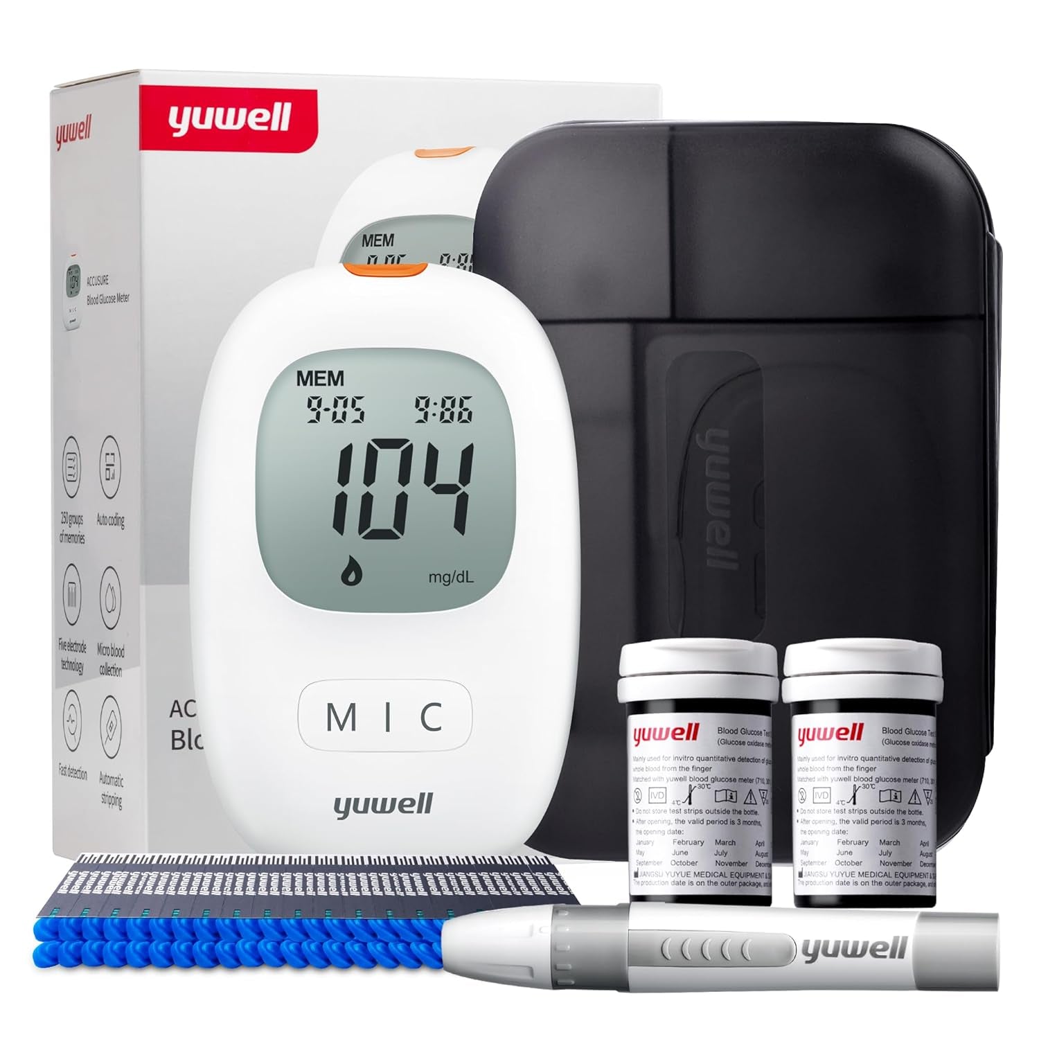 Misuratore Glicemia Con Strisce Reattive X 50 E Lancetti X 50, Il Glucometro Kit Completo Ideale per L'Uso Domestico, Diabete Test Kit Glucosio Nel Sangue (Modello 710)