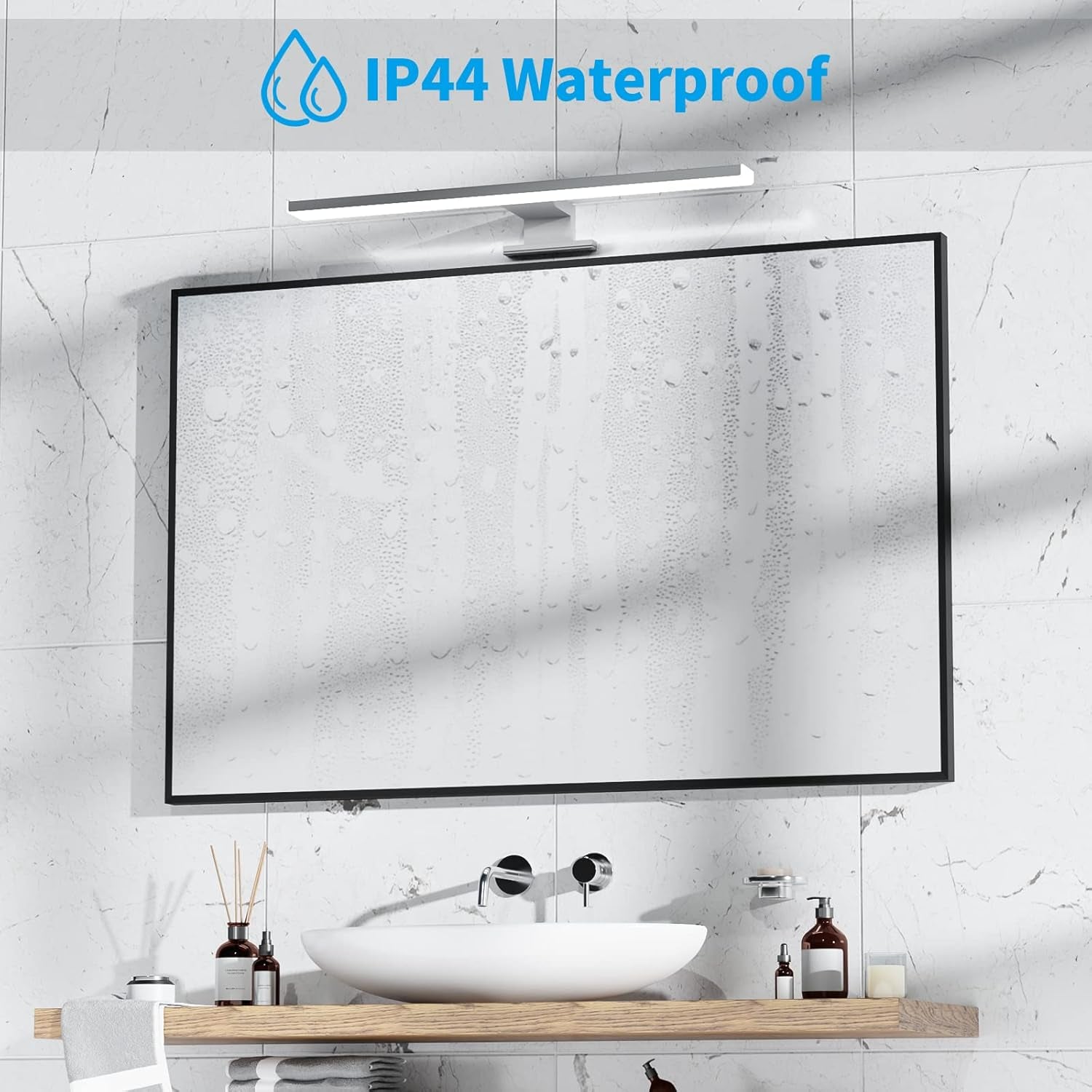 Lampada Specchio Bagno 10W,40CM 820LM Luce Specchio Bagno Led,Bianco Freddo 6500K E Resistente All'Acqua IP44 Luci Specchio Bagno CLASSE II per Armadietto a Specchio