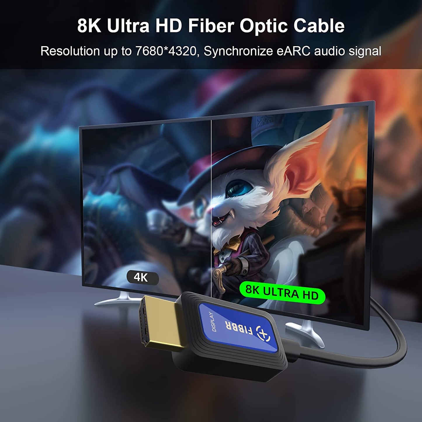 Cavo HDMI in Fibra Ottica 2M, 48 Gbps Cavo HDMI 2.1 Ad Alta Velocità 8K@60Hz 4K@120Hz Dolby/Dynamic HDR/HDCP 2.3/Earc 8K Cavo HDMI Unidirezionale in Fibra Compatibile Con TV Box/Hdtv/Proiettore
