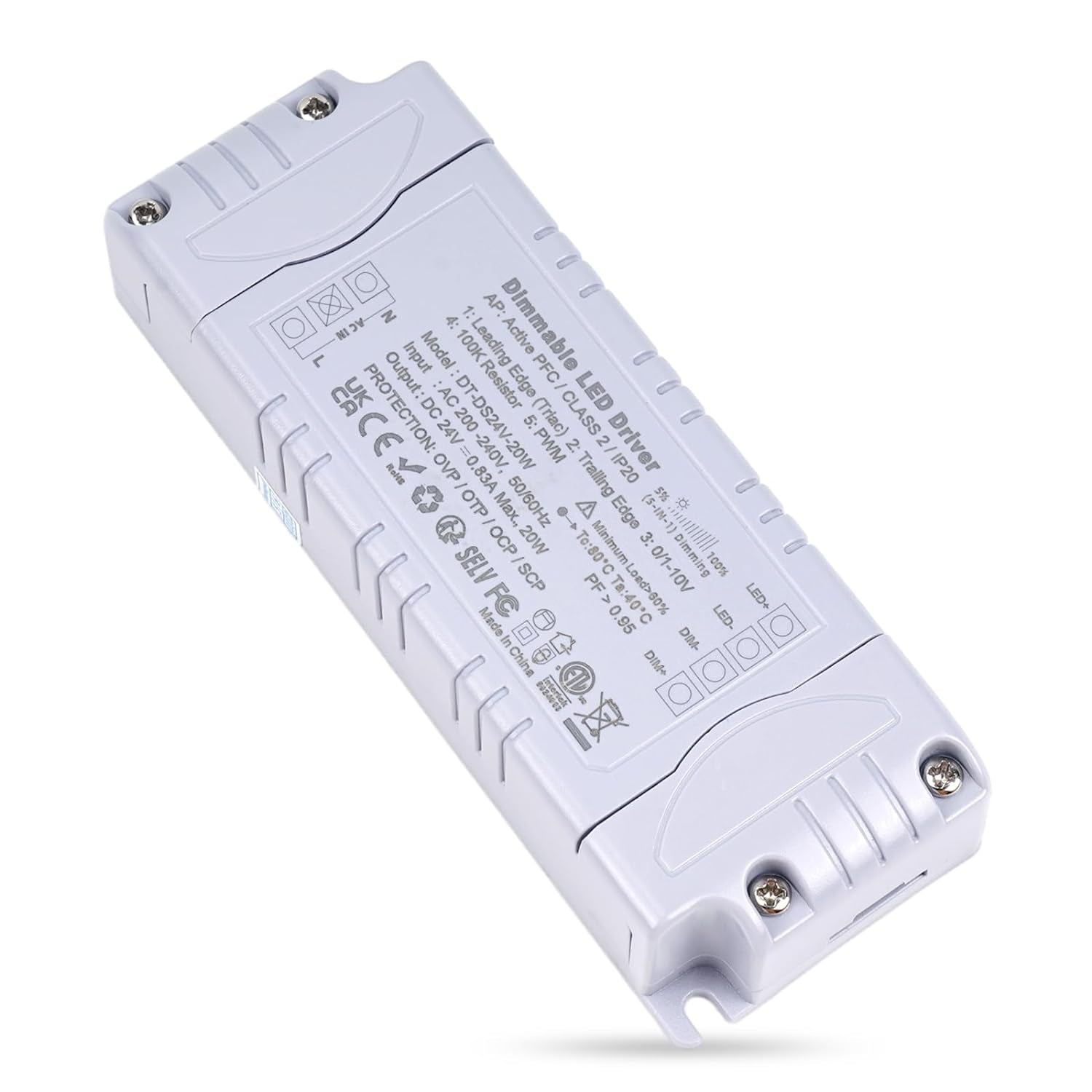 Trasformatore LED 24V 20W Dimmerabile Triac & 0-10V&1-10V & PWM & Resistenza Da 100K Alimentatore 24V 0.83A Di Tensione Costante Driver LED AC 220V to DC Trasformatori Di Bassa Tensione