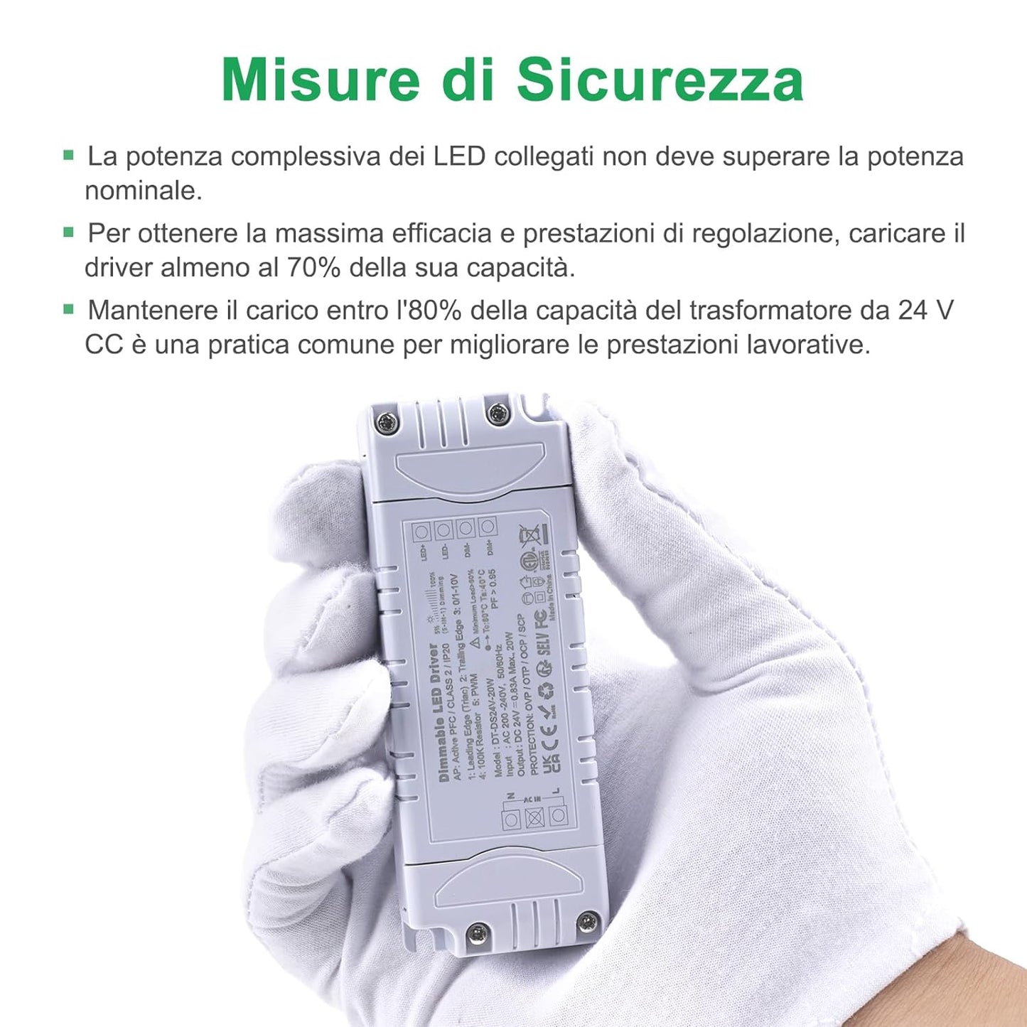 Trasformatore LED 24V 20W Dimmerabile Triac & 0-10V&1-10V & PWM & Resistenza Da 100K Alimentatore 24V 0.83A Di Tensione Costante Driver LED AC 220V to DC Trasformatori Di Bassa Tensione