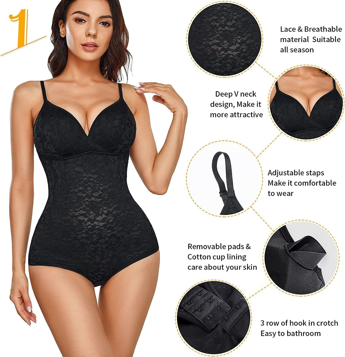 Shapewear Donna Body Contenitivo Modellante Intimo Snellente Pancera Contenitiva Dimagrante Shaper Con Scollo a V Sexy