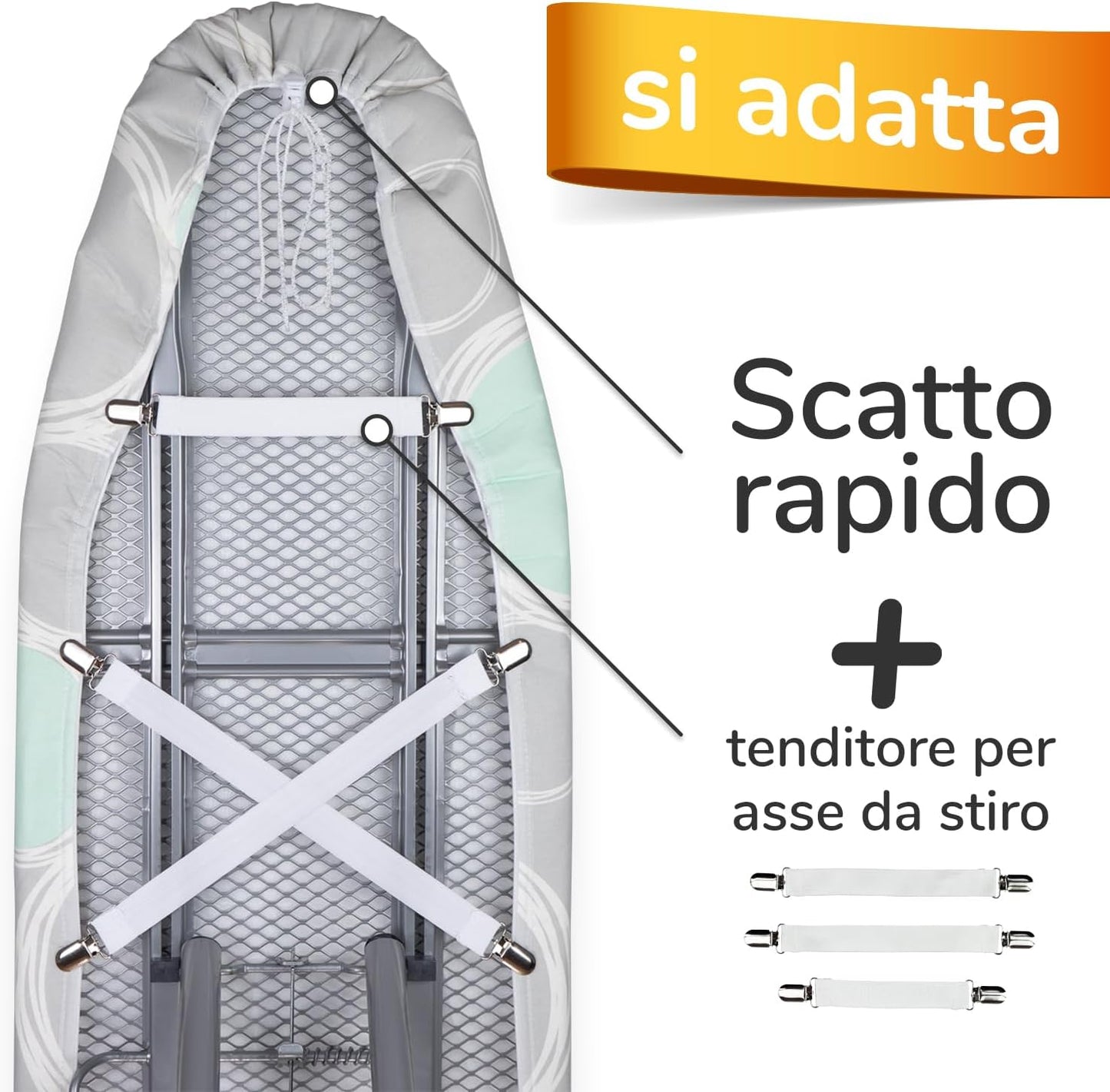 Pratico E Morbido Copriasse Da Stiro 140 X 45 Cm - Copri Asse Da Stiro Telo Universale per Ferri a Vapore, Con 3 Elastici in Dotazione