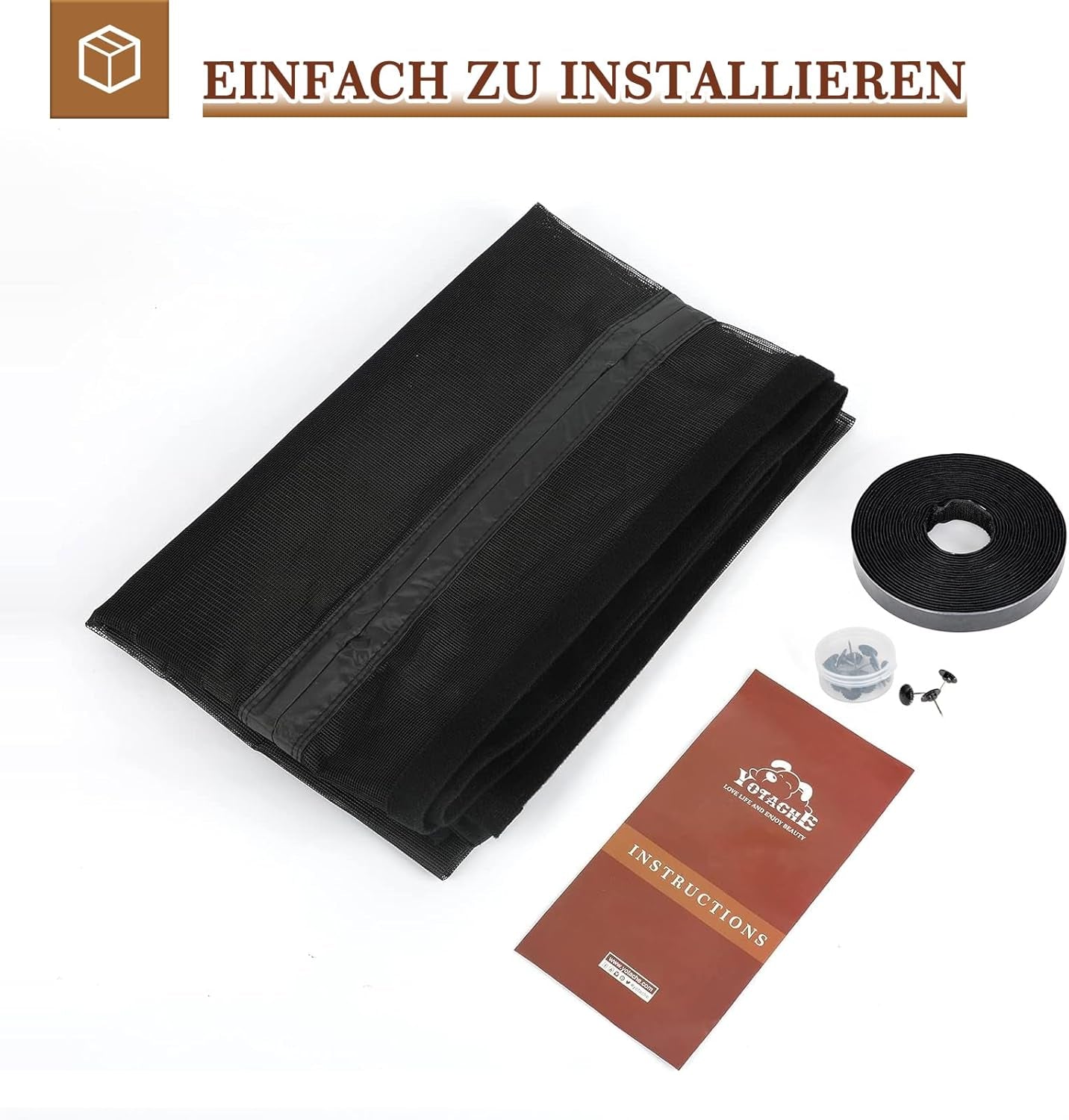 Yotache Zanzariera Magnetica per Porta Balcone, 100 x 220 cm Nera, Senza Foratura, per Protezione dagli Insetti Anti-Zanzare