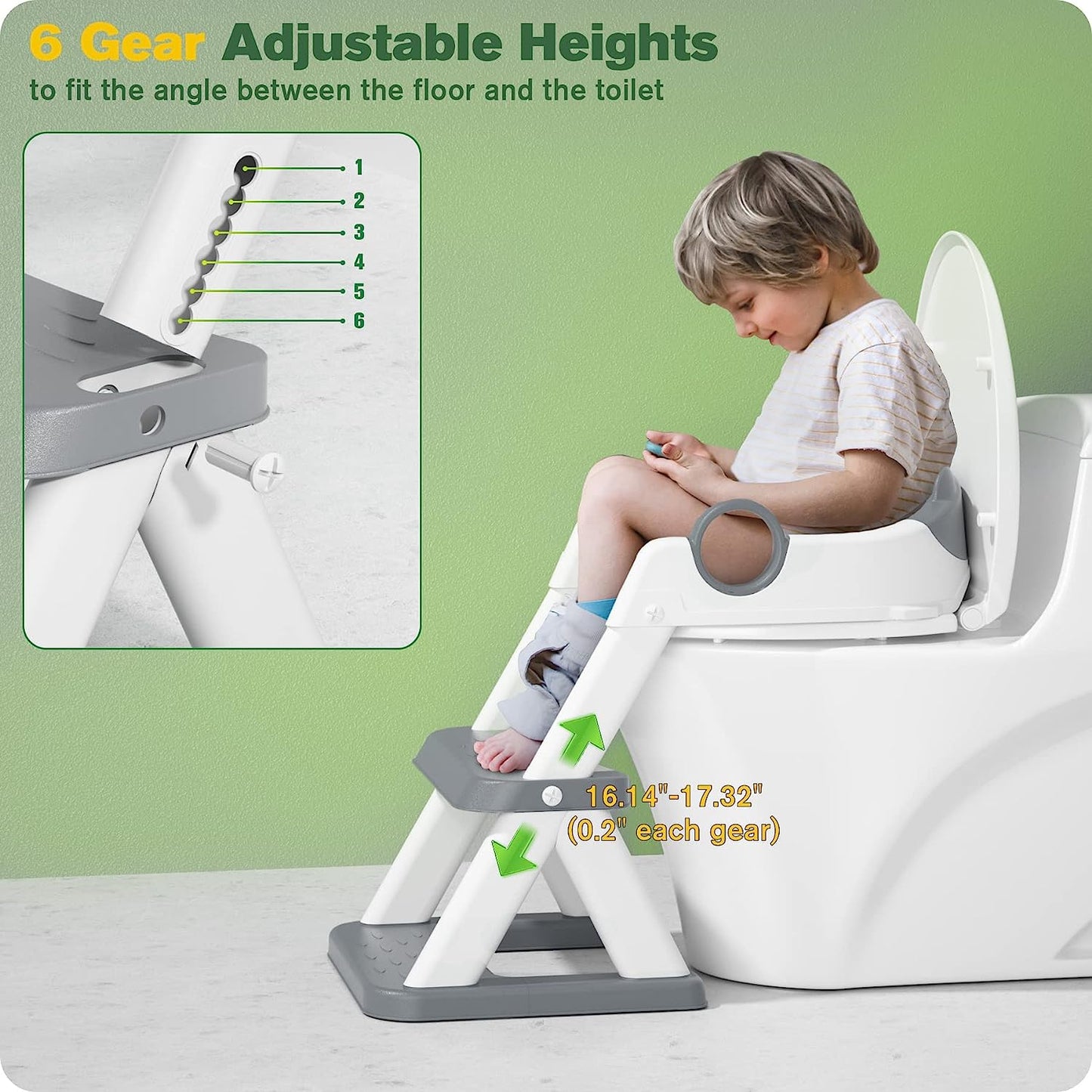Riduttore Wc per Bambini, Sedile Rialzato per Bambini Maschi E Femmine, Sedile WC Portatile Pieghevole per Bambini, Pedana Antiscivolo Anti-Spruzzo, Scala per Sedile Del Water