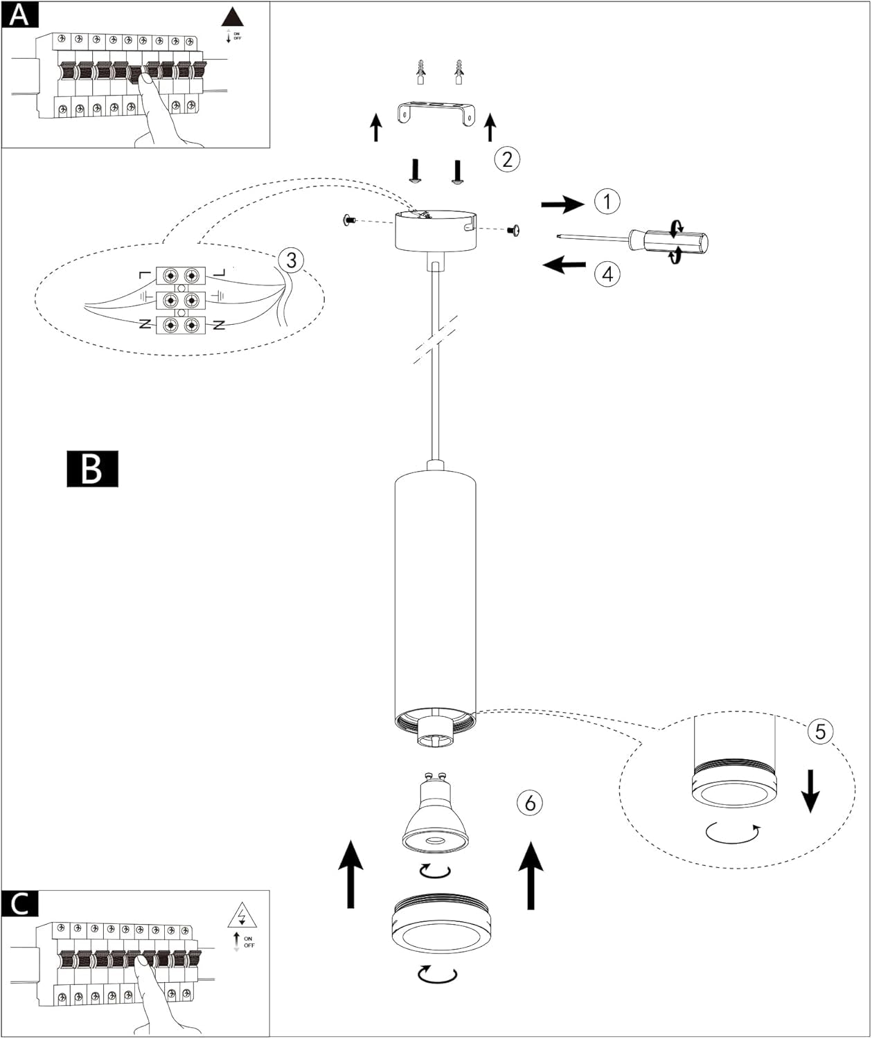 Lampadario a Sospensione Moderno 15Cm, Lampada a Sospensione Con Portalampada GU10, Lampadario Cilindrico Nero, Lampadari Regolabile in Altezza per Soggiorno, Camera Da Letto, Cucina, 2 Pezzi