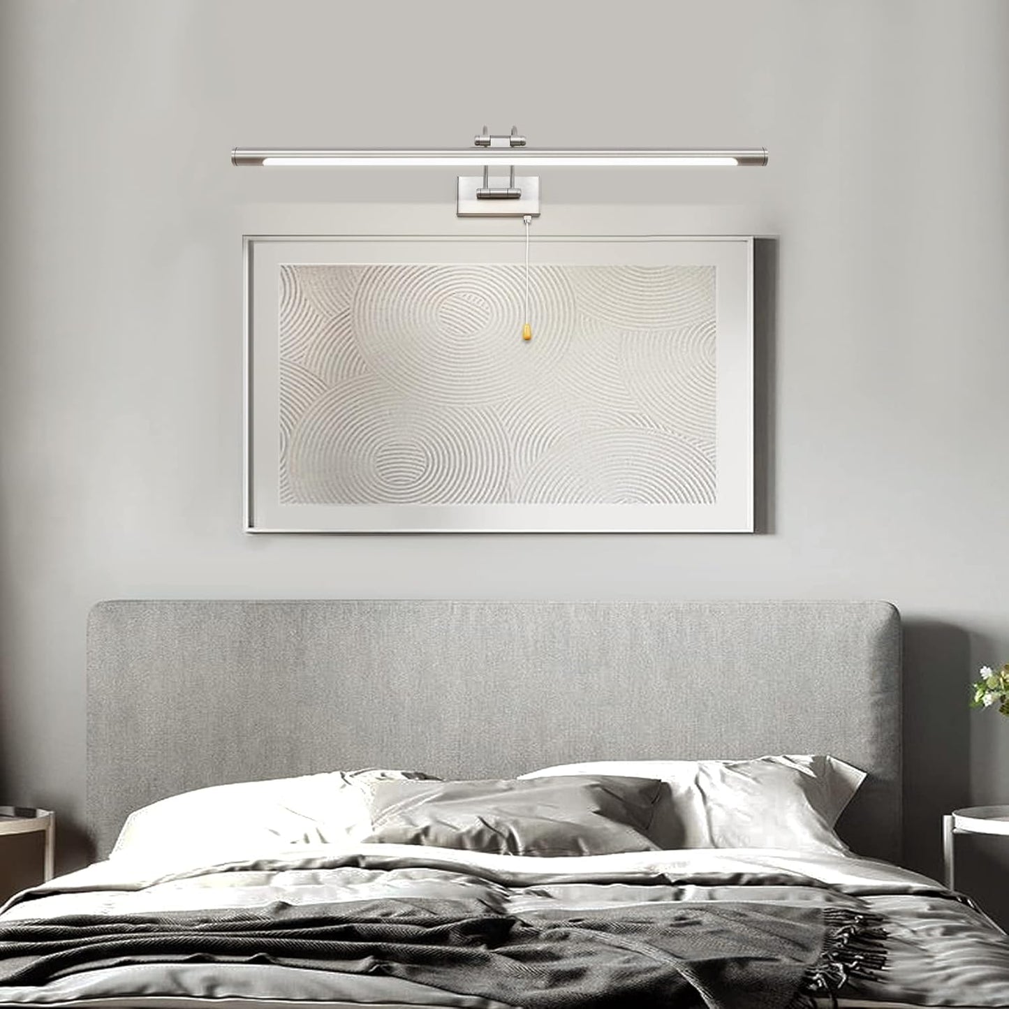 LED Applique Parete Lampada 60Cm 12W Illuminazione Specchio Da Bagno IP44 3000K Nichel Regolabile Braccio Luce Dell'Immagine Luci Lettura Comodino Interni Applique Da Parete Con Tirare L'Interruttore