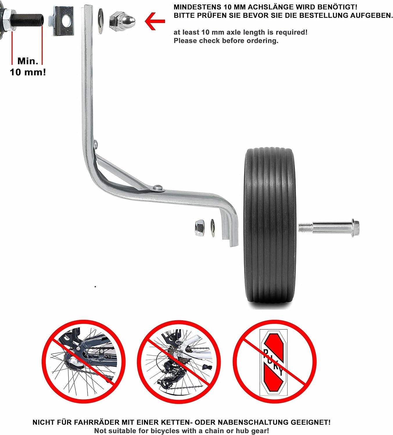 Rotelle Bici Bambino Universali 12 14 16 18 Pollici | Rotelle per Bicicletta Bambini | Ruote Bici Bambino - Robusta Struttura in Acciaio Con Pneumatici in Gomma (Bianco)