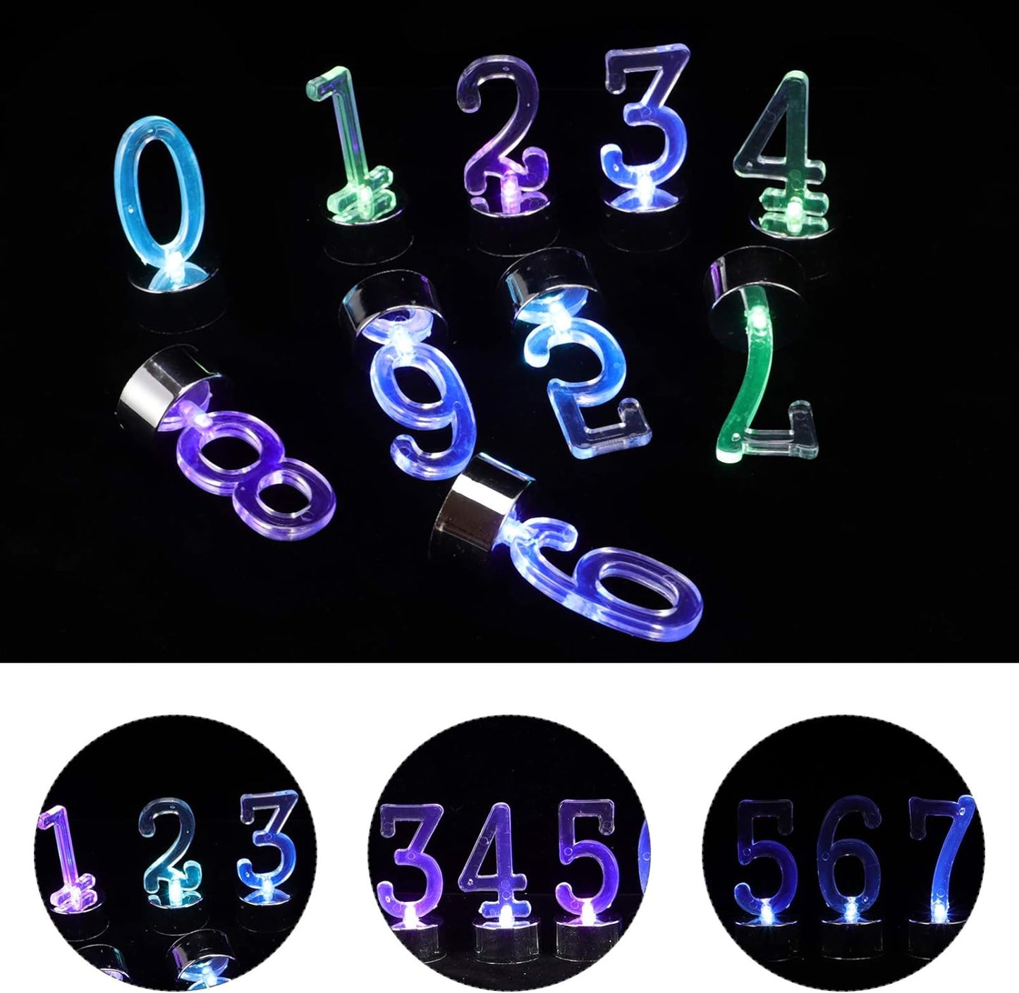 10 Pezzi LED Numero Candela Luce Plastica Numero 0 – 9 Candela Lampeggiante, Funzionamento a Batteria, Luce Notturna, Segno Di Compleanno, Luci Decorative per Feste, Colore Argento