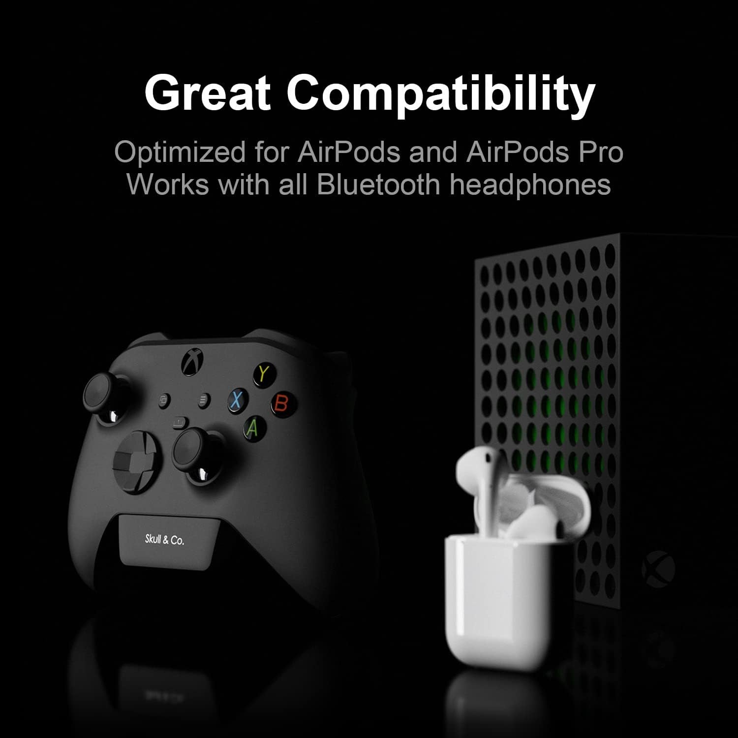 Audiobox for Xbox (Xsx/Xss/Elite) Controllers: Bluetooth 5.0 Wireless Audio Transmitter Adapter Low Latency - Black