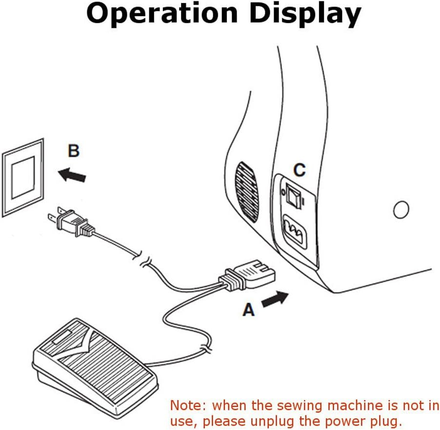 Pedale Macchina Da Cucire Singer + Pedale Di Comando Eettronica 110V Pedale Controllo per Macchina Da Cucire Elettronica Con Comando a Pedale Con Cavo Di Alimentazione per Fy2301(Eu-Plug)