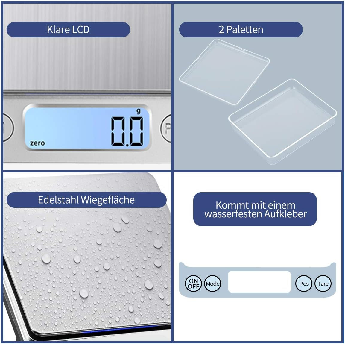 Bilancia Digitale Da Cucina Con USB, 3 Kg/0,1 G, Ad Alta Precisione, per Ingredienti Di Cottura, Gioielli, Francobolli E Caffè in Acciaio Inox