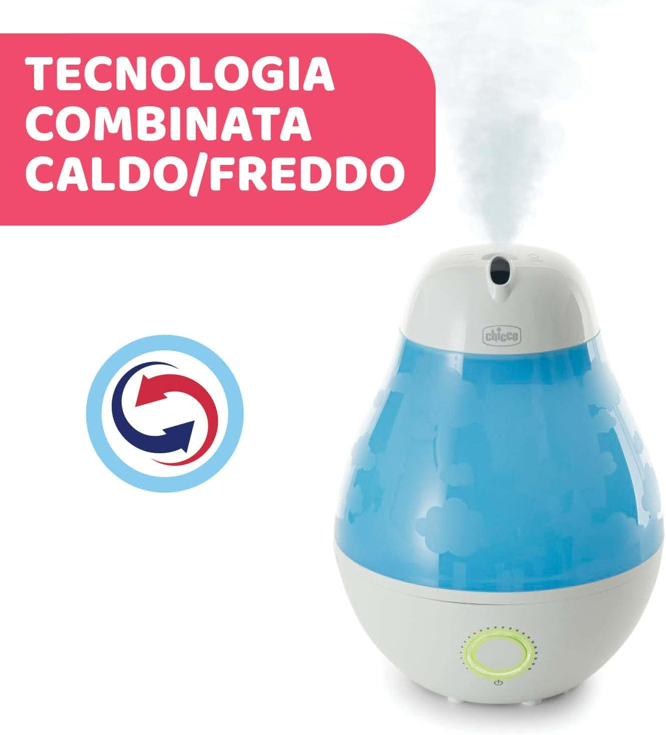 Umidificatore per Bambini, Vapore Tiepido, Ottimo Ambienti Caldi E Grandi Fino a 30 Mt, Contenitore Essenze, Regolatore Touch Dell'Intensità Del Vapore, Spegnimento Automatico, Autonomia 8 Ore