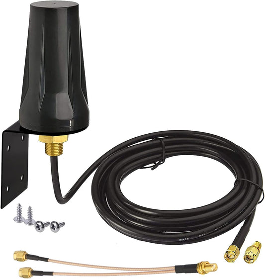 Antenna 4G LTE Esterna SMA Maschio 5Dbi Supporto Fisso Impermeabile Con Cavo Separatore SMA-F a Doppio SMA-M Compatibile Con GSM 3G 4G LTE Cellulare Router Passerella Modem Fotocamera Pista