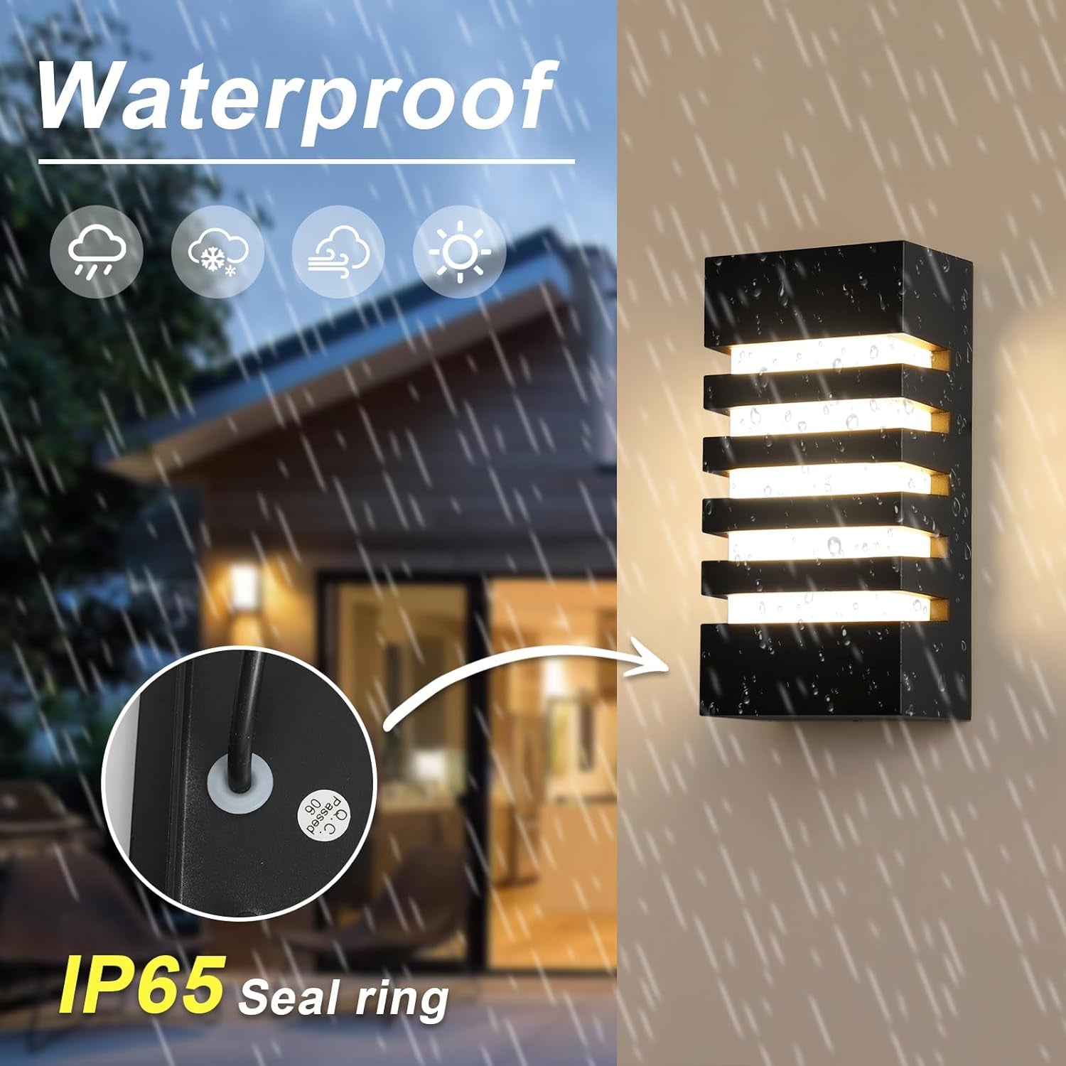 Applique Esterno, 18W Lampada Moderno Esterno Parete, IP65 Impermeabile LED Interno/Esterni Illuminazione Parete, Nero Lampada Da Parete Luce Calda 3000K per Balcone, Giardino, Garage