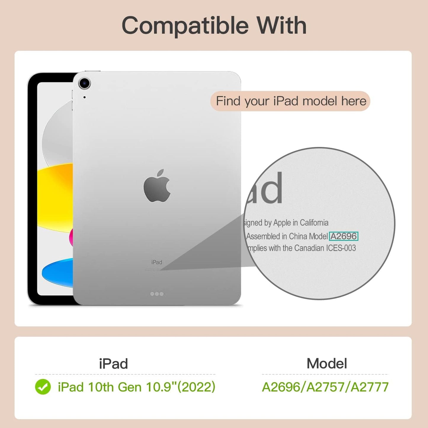 Custodia per Ipad 10A Generazione 10.9 Pollici, Ipad 10,9 Pollici in Pelle PU Con Tasca Interna/Portapenne Apple E Funzione Auto Sonno/Sveglia (Marrone)
