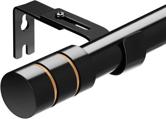 Asta per Tende in Nero, 74-307 Cm, Asta per Tenda Con Supporti, Set Di Raccordi in Acciaio Inox, Asta per Tende Regolabile, Finestra Decorativa