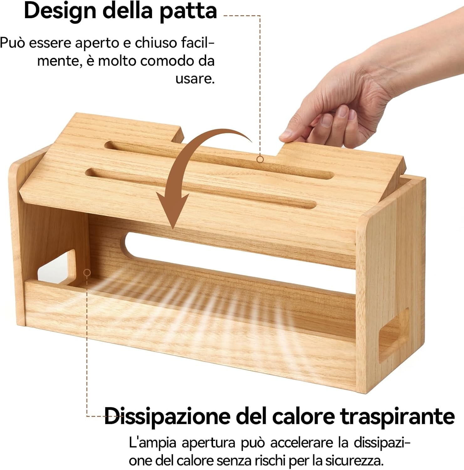 Scatola per Cavi in Legno - Organizzatore per Cavi in Legno Di Paulownia Naturale, Finitura a Olio Vegetale, Soluzione Sicura Ed Elegante per La Gestione Dei Cavi Colore Chiaro